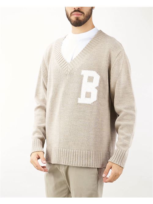 V-neck sweater with logo contrasting I'm Brian I'M BRIAN | Sweater | MA301025